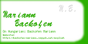 mariann backofen business card